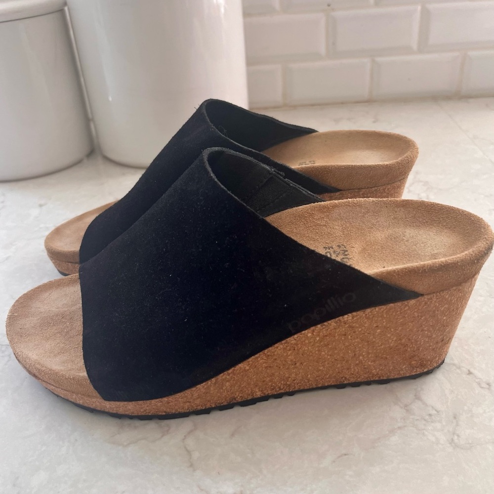 Birkenstock Papillio Namica Black Suede Wedge
